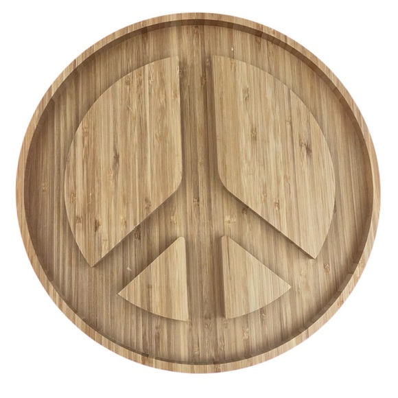 NATURAL LIFE Hippie Boho Bamboo Wood Charcuterie Serving Board Peace Sign NWT - Picture 6 of 16